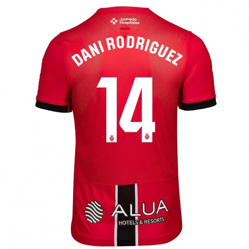 Danxen Barn Dani Rodríguez #14 Röd Svart Hemmatröja Matchtröjor 2025/26 Tröjor T-Tröja