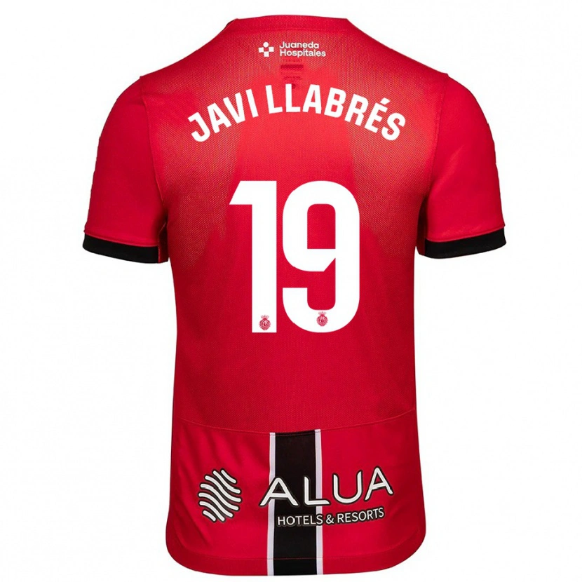 Danxen Barn Javi Llabrés #19 Röd Svart Hemmatröja Matchtröjor 2025/26 Tröjor T-Tröja