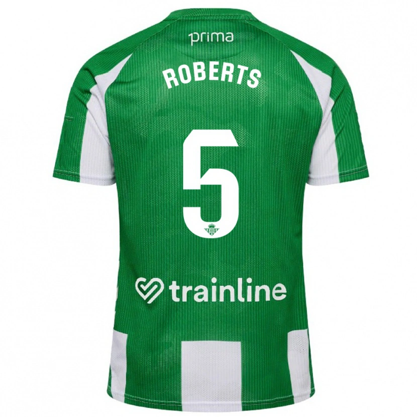Danxen Barn Rhiannon Roberts #5 Grön Vit Hemmatröja Matchtröjor 2025/26 Tröjor T-Tröja