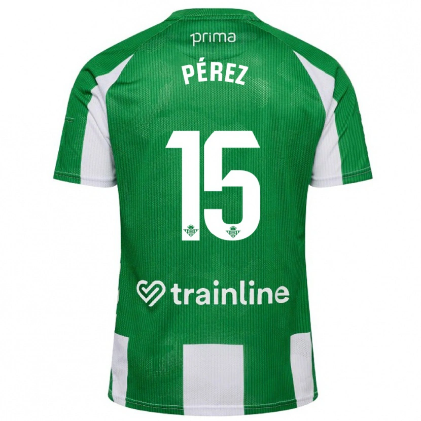 Danxen Barn Álex Pérez #15 Grön Vit Hemmatröja Matchtröjor 2025/26 Tröjor T-Tröja