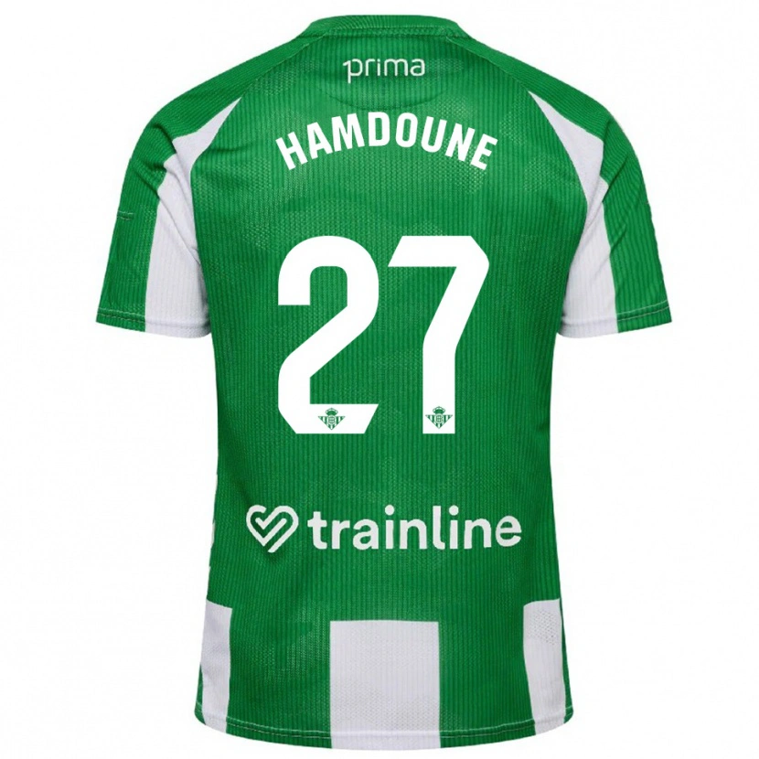 Danxen Barn Mohamed Hamdoune #27 Grön Vit Hemmatröja Matchtröjor 2025/26 Tröjor T-Tröja