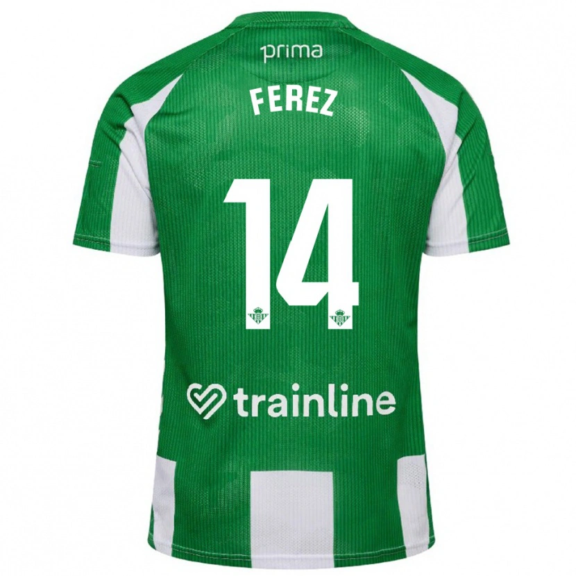Danxen Barn Carolina Férez #14 Grön Vit Hemmatröja Matchtröjor 2025/26 Tröjor T-Tröja