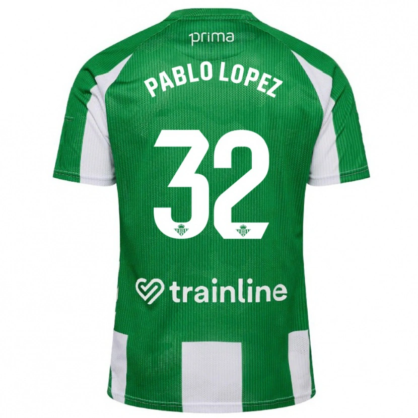 Danxen Barn Pablo López #32 Grön Vit Hemmatröja Matchtröjor 2025/26 Tröjor T-Tröja