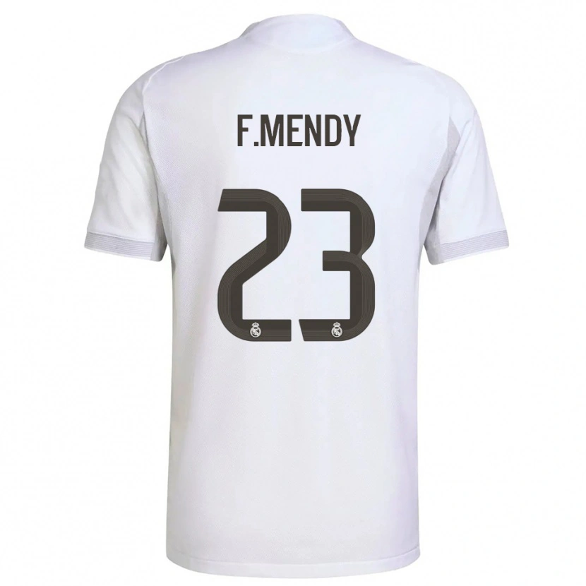 Danxen Barn Ferland Mendy #23 Vit Gul Hemmatröja Matchtröjor 2025/26 Tröjor T-Tröja