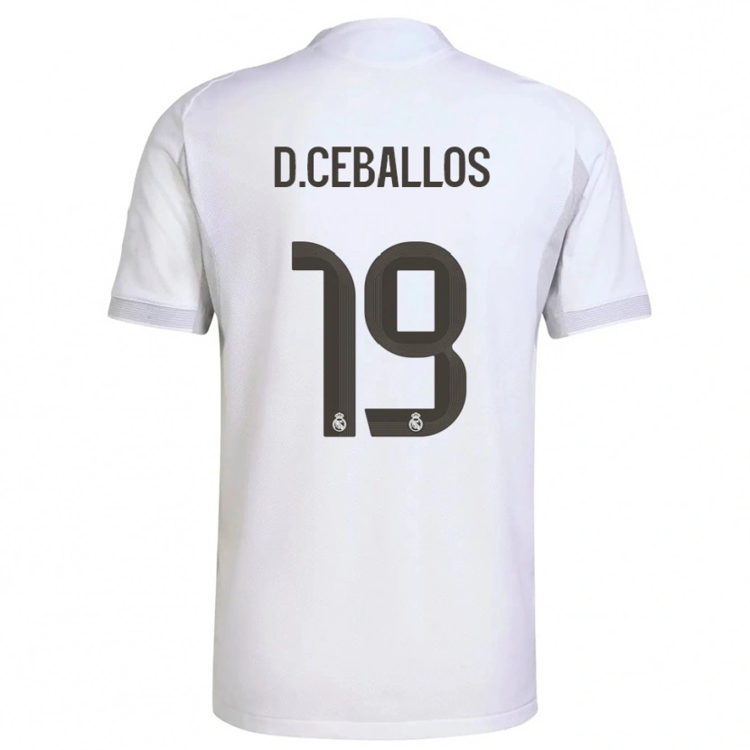 Danxen Barn Dani Ceballos #19 Vit Gul Hemmatröja Matchtröjor 2025/26 Tröjor T-Tröja
