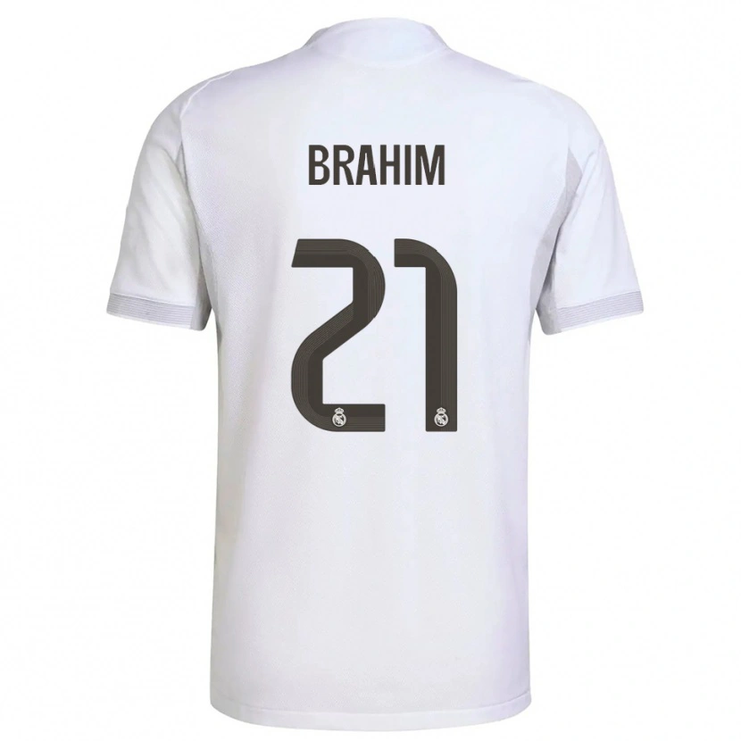 Danxen Barn Brahim Díaz #21 Vit Gul Hemmatröja Matchtröjor 2025/26 Tröjor T-Tröja