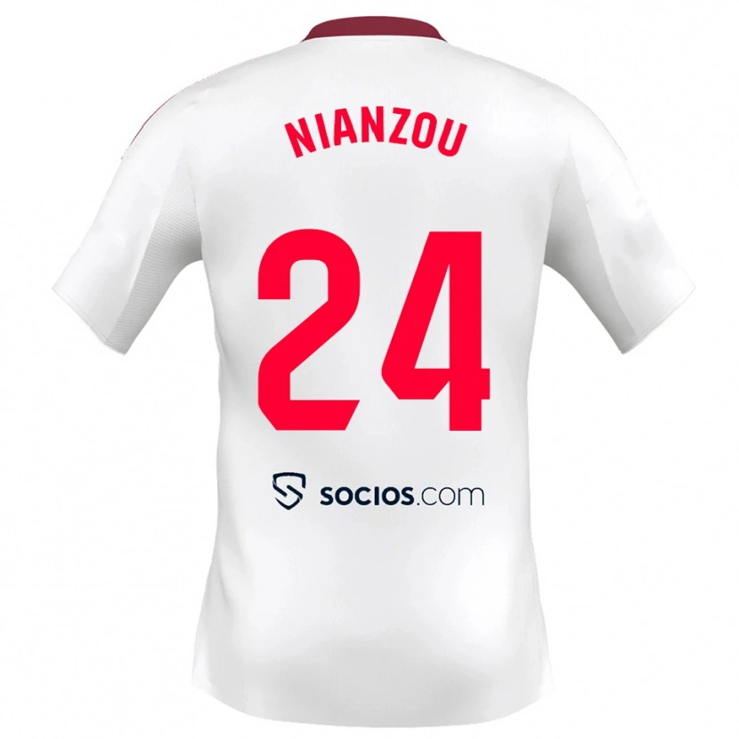 Danxen Barn Tanguy Nianzou #24 Vit Röd Hemmatröja Matchtröjor 2025/26 Tröjor T-Tröja