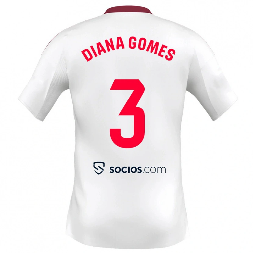 Danxen Barn Diana Catarina Ribeiro Gomes #3 Vit Röd Hemmatröja Matchtröjor 2025/26 Tröjor T-Tröja
