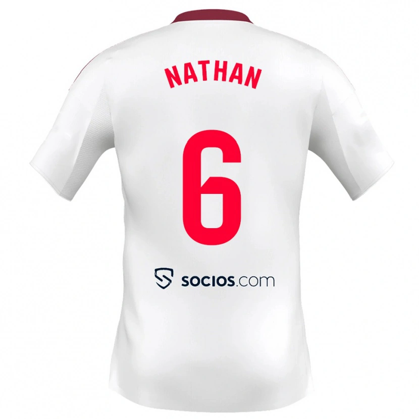 Danxen Barn Nathan Sánchez #6 Vit Röd Hemmatröja Matchtröjor 2025/26 Tröjor T-Tröja