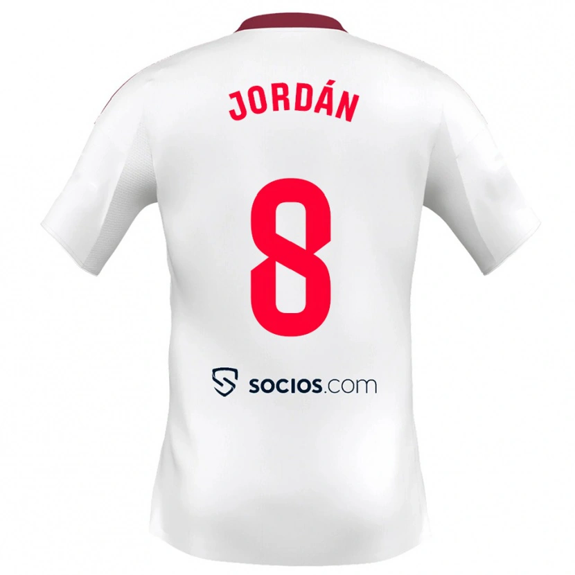 Danxen Barn Joan Jordán #8 Vit Röd Hemmatröja Matchtröjor 2025/26 Tröjor T-Tröja