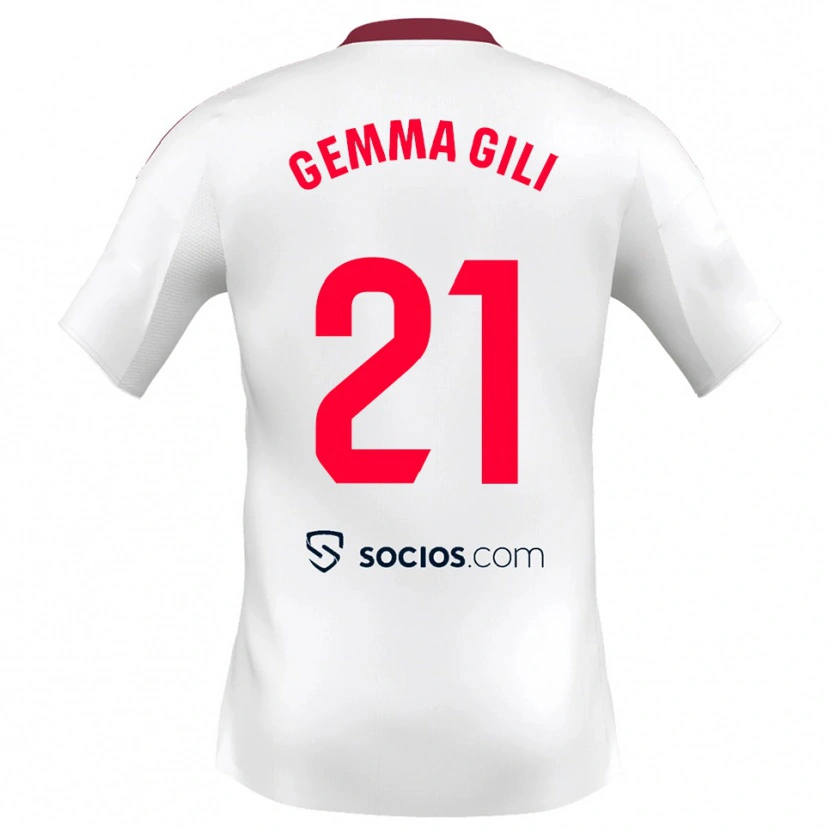 Danxen Barn Gemma Gili Giner #21 Vit Röd Hemmatröja Matchtröjor 2025/26 Tröjor T-Tröja