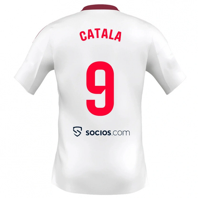 Danxen Barn Rubén Catalá #9 Vit Röd Hemmatröja Matchtröjor 2025/26 Tröjor T-Tröja