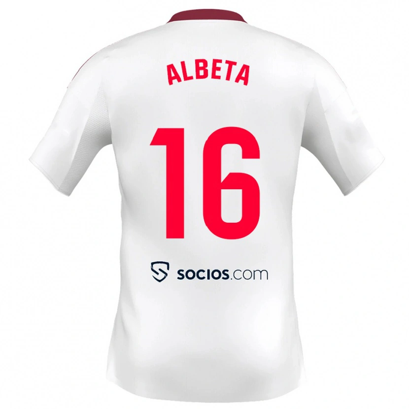 Danxen Barn Alba López Pérez #16 Vit Röd Hemmatröja Matchtröjor 2025/26 Tröjor T-Tröja