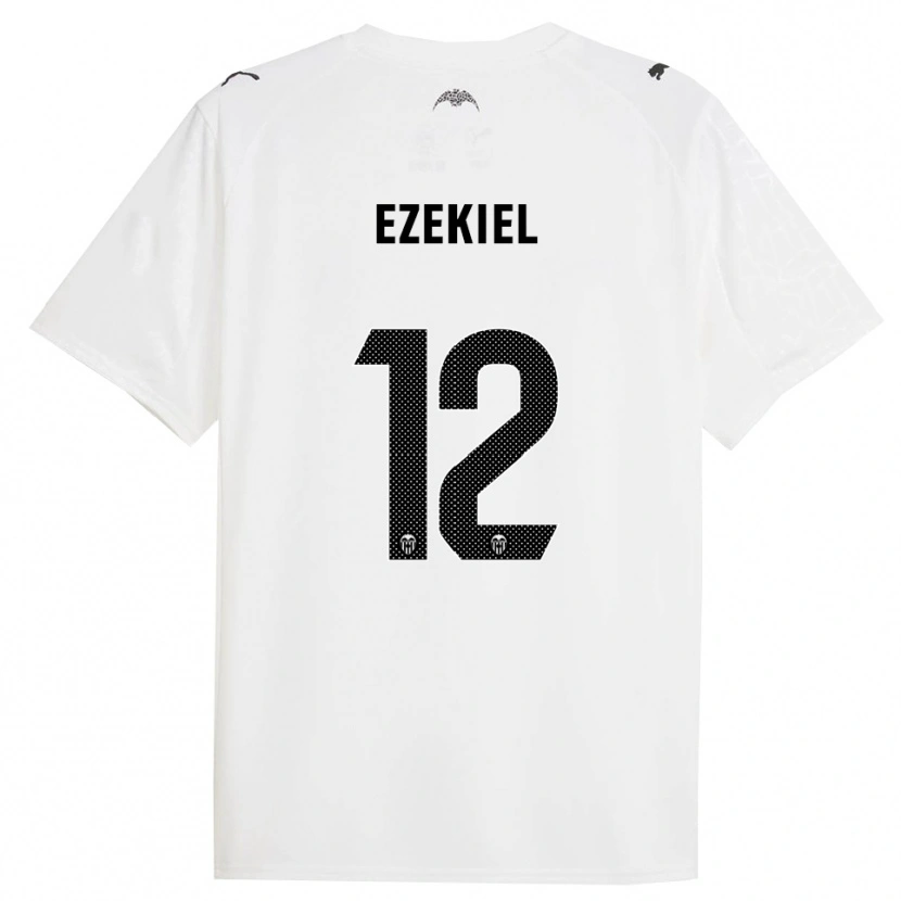 Danxen Barn Ezekiel Montunrayo #12 Vit Svart Hemmatröja Matchtröjor 2025/26 Tröjor T-Tröja