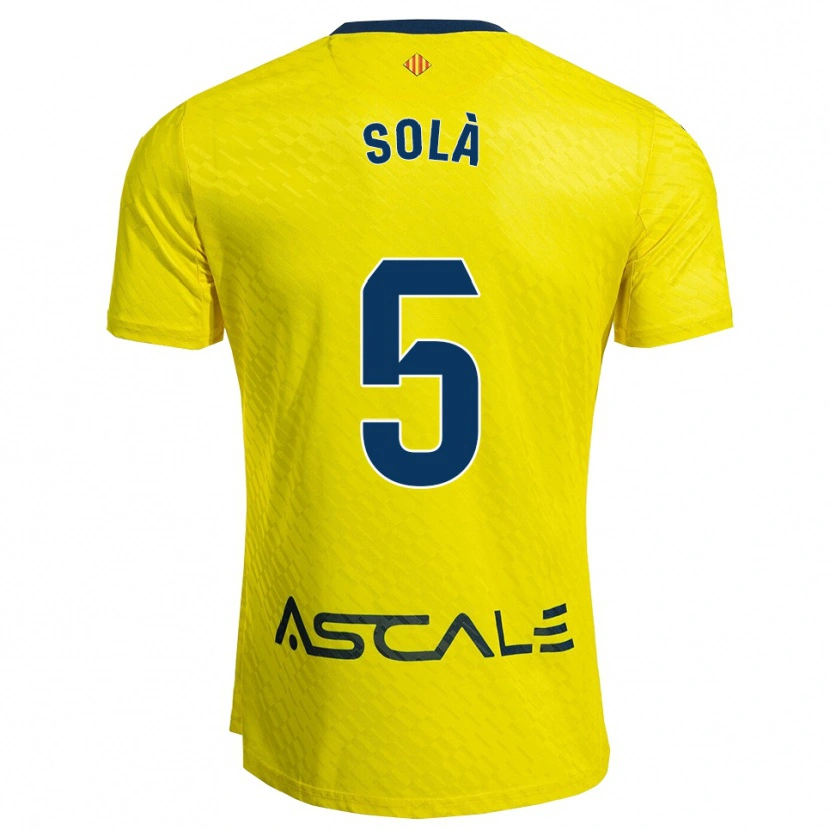 Danxen Barn Arnau Solà #5 Gul Marinblå Hemmatröja Matchtröjor 2025/26 Tröjor T-Tröja