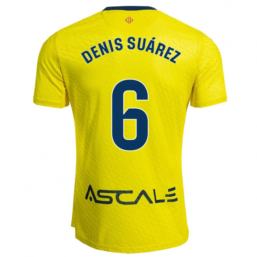 Danxen Barn Denis Suárez #6 Gul Marinblå Hemmatröja Matchtröjor 2025/26 Tröjor T-Tröja