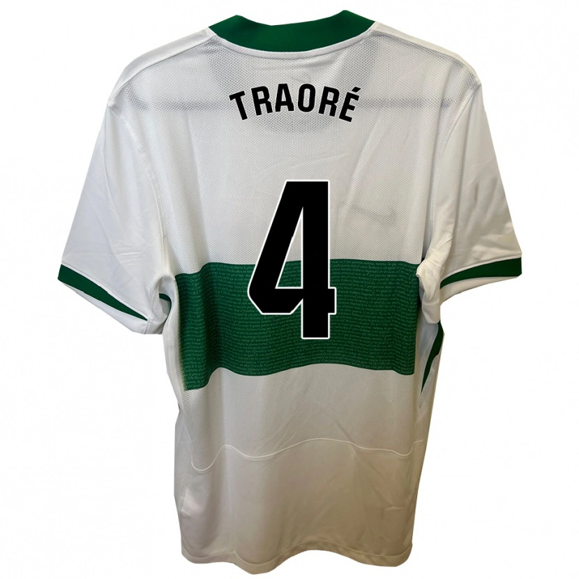 Danxen Barn Bakary Traoré #4 Vit Grön Hemmatröja Matchtröjor 2025/26 Tröjor T-Tröja