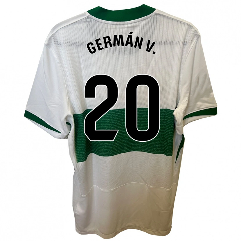 Danxen Barn Germán Valera #20 Vit Grön Hemmatröja Matchtröjor 2025/26 Tröjor T-Tröja