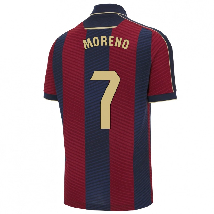 Danxen Barn Álvaro Moreno #7 Röd Marinblå Hemmatröja Matchtröjor 2025/26 Tröjor T-Tröja