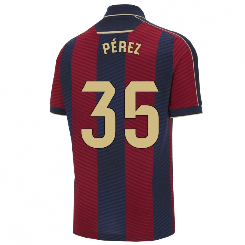 Danxen Barn Nacho Pérez #35 Röd Marinblå Hemmatröja Matchtröjor 2025/26 Tröjor T-Tröja