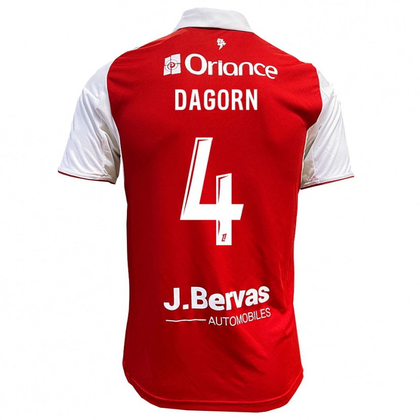 Danxen Barn Maxime Dagorn #4 Röd Vit Hemmatröja Matchtröjor 2025/26 Tröjor T-Tröja