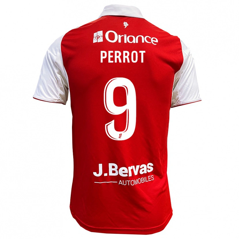 Danxen Barn Maël Perrot #9 Röd Vit Hemmatröja Matchtröjor 2025/26 Tröjor T-Tröja
