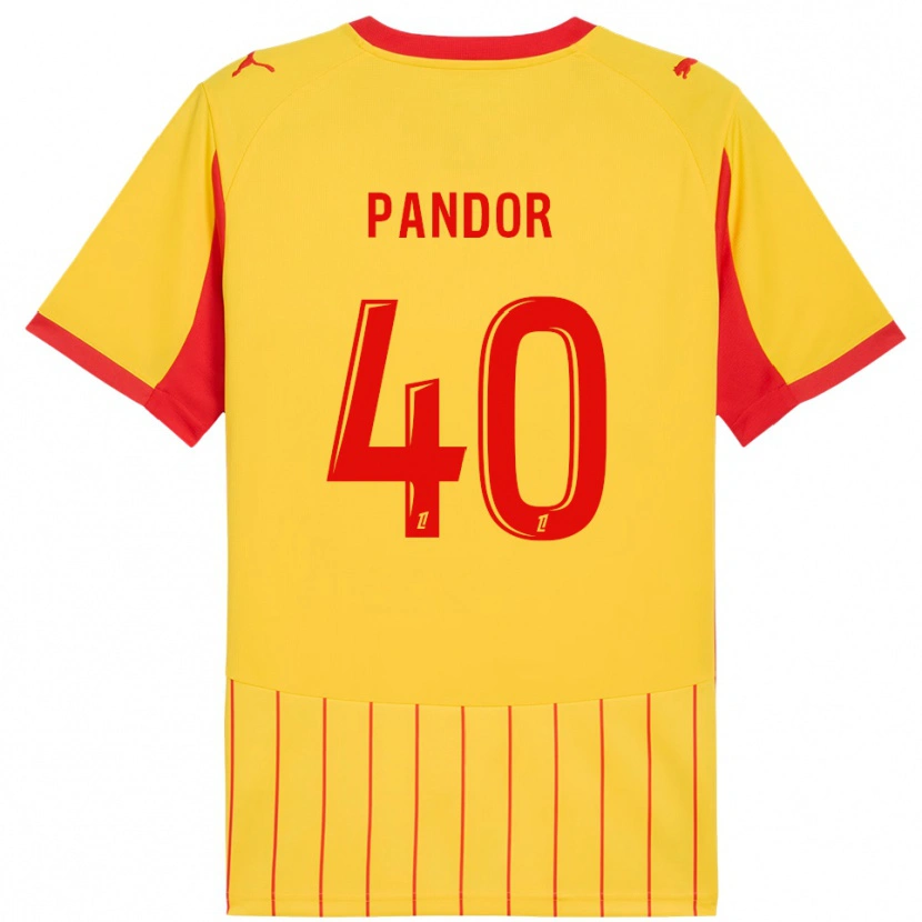 Danxen Barn Yannick Pandor #40 Gul Röd Hemmatröja Matchtröjor 2025/26 Tröjor T-Tröja