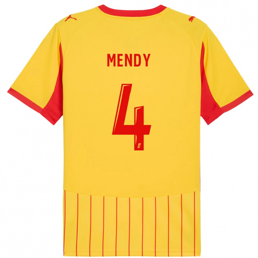 Danxen Barn Ellijah Mendy #4 Gul Röd Hemmatröja Matchtröjor 2025/26 Tröjor T-Tröja