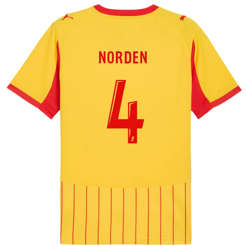 Danxen Barn Doreen Norden #4 Gul Röd Hemmatröja Matchtröjor 2025/26 Tröjor T-Tröja