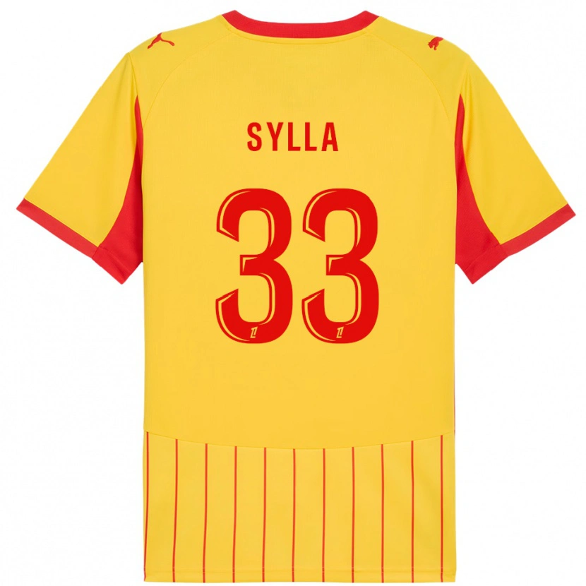 Danxen Barn Fodé Sylla #33 Gul Röd Hemmatröja Matchtröjor 2025/26 Tröjor T-Tröja
