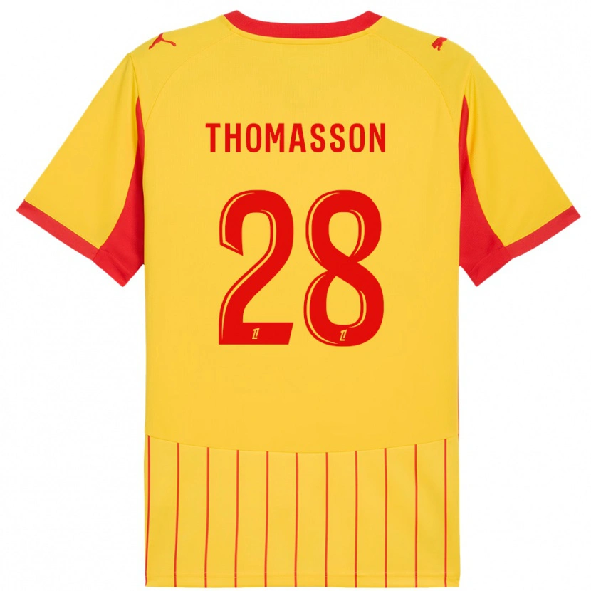 Danxen Barn Adrien Thomasson #28 Gul Röd Hemmatröja Matchtröjor 2025/26 Tröjor T-Tröja