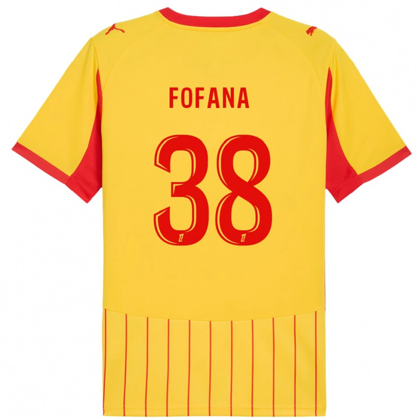 Danxen Barn Rayan Fofana #38 Gul Röd Hemmatröja Matchtröjor 2025/26 Tröjor T-Tröja