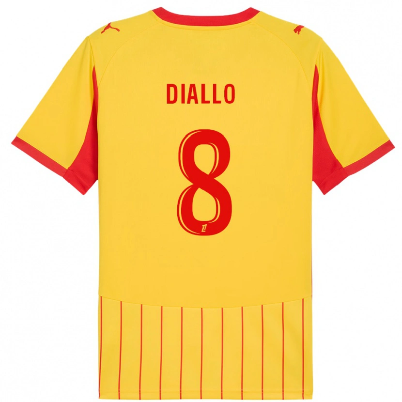 Danxen Barn Alpha Diallo #8 Gul Röd Hemmatröja Matchtröjor 2025/26 Tröjor T-Tröja