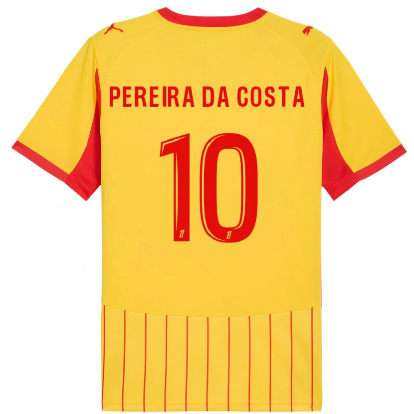 Danxen Barn David Pereira Da Costa #10 Gul Röd Hemmatröja Matchtröjor 2025/26 Tröjor T-Tröja