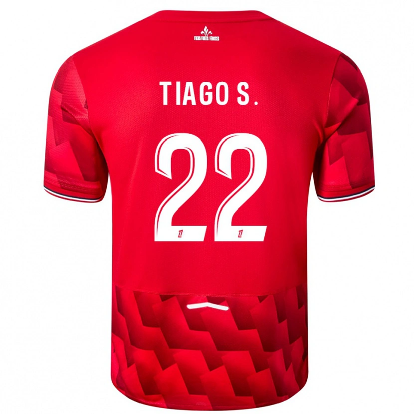 Danxen Barn Tiago Santos #22 Röd Vit Hemmatröja Matchtröjor 2025/26 Tröjor T-Tröja
