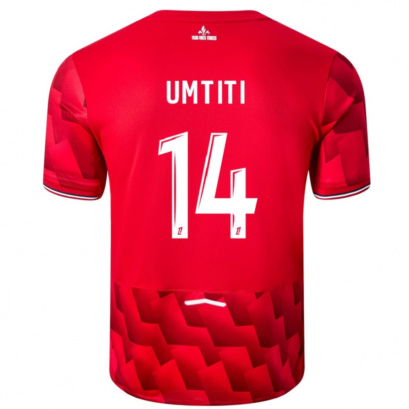 Danxen Barn Samuel Umtiti #14 Röd Vit Hemmatröja Matchtröjor 2025/26 Tröjor T-Tröja