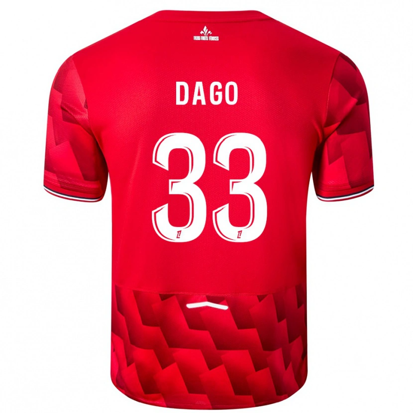 Danxen Barn Trévis Dago #33 Röd Vit Hemmatröja Matchtröjor 2025/26 Tröjor T-Tröja