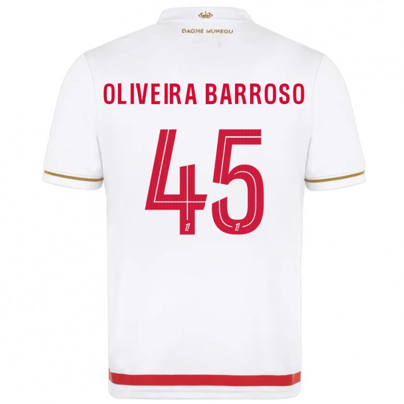 Danxen Barn Mickael Oliveira Barroso #45 Röd Vit Hemmatröja Matchtröjor 2025/26 Tröjor T-Tröja
