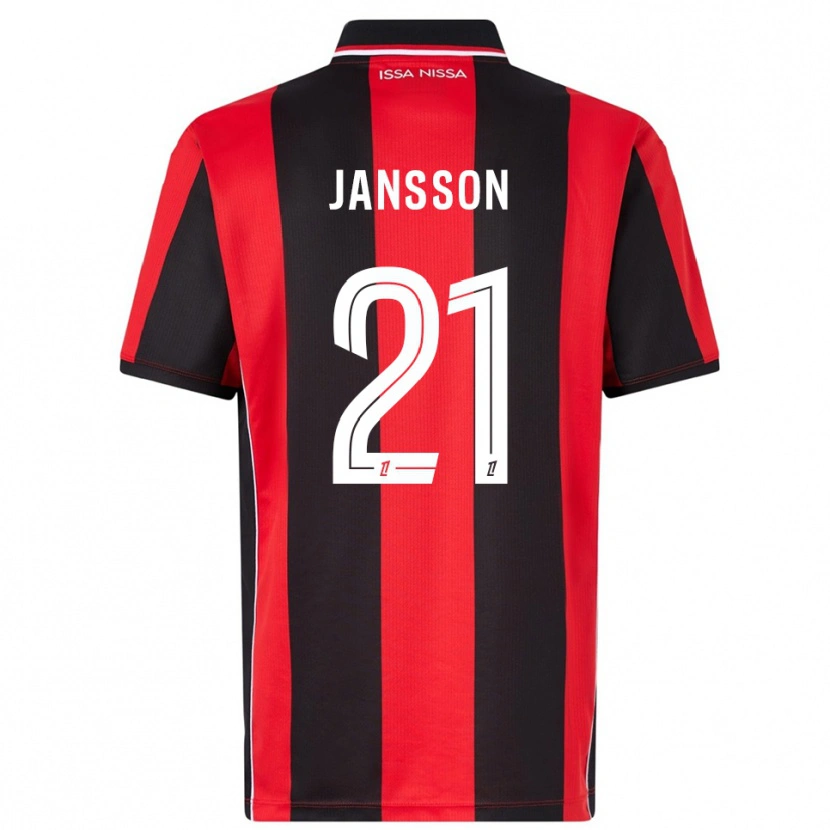 Danxen Barn Isak Jansson #21 Röd Svart Hemmatröja Matchtröjor 2025/26 Tröjor T-Tröja