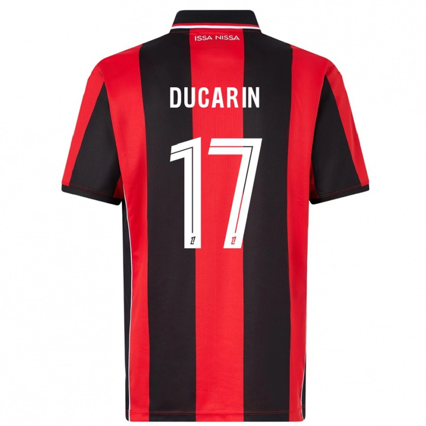 Danxen Barn Léa Ducarin #17 Röd Svart Hemmatröja Matchtröjor 2025/26 Tröjor T-Tröja