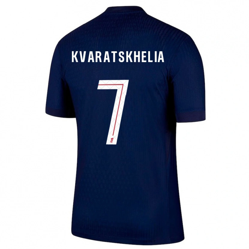 Danxen Barn Khvicha Kvaratskhelia #7 Marinblå Röd Hemmatröja Matchtröjor 2025/26 Tröjor T-Tröja