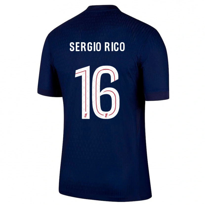 Danxen Barn Sergio Rico #16 Marinblå Röd Hemmatröja Matchtröjor 2025/26 Tröjor T-Tröja