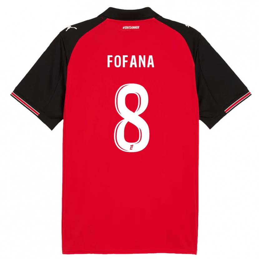 Danxen Barn Seko Fofana #8 Röd Svart Hemmatröja Matchtröjor 2025/26 Tröjor T-Tröja