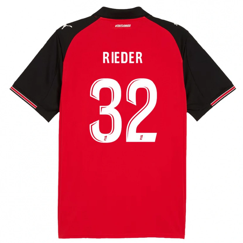 Danxen Barn Fabian Rieder #32 Röd Svart Hemmatröja Matchtröjor 2025/26 Tröjor T-Tröja