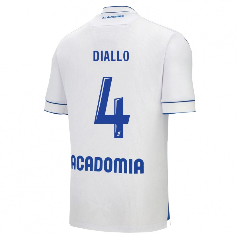 Danxen Barn Ibrahim Diallo #4 Vit Blå Hemmatröja Matchtröjor 2025/26 Tröjor T-Tröja