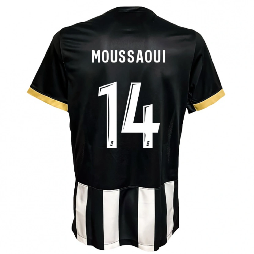 Danxen Barn Amine Moussaoui #14 Svart Vit Hemmatröja Matchtröjor 2025/26 Tröjor T-Tröja