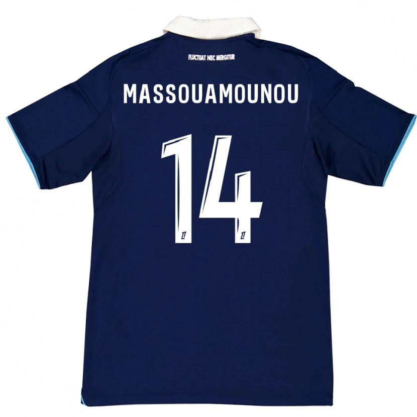 Danxen Barn Patino Massouamounou #14 Mörkblå Vit Hemmatröja Matchtröjor 2025/26 Tröjor T-Tröja