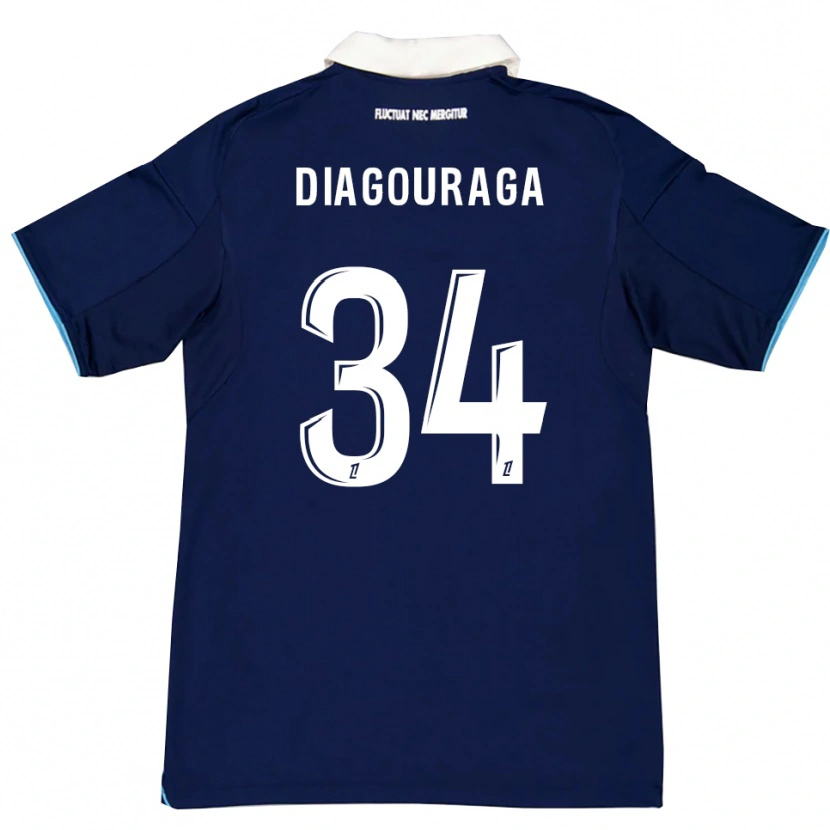 Danxen Barn Djibril Diagouraga #34 Mörkblå Vit Hemmatröja Matchtröjor 2025/26 Tröjor T-Tröja