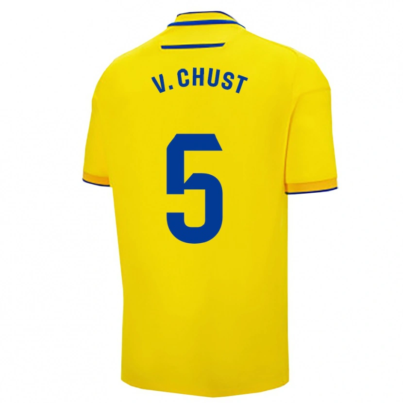 Danxen Barn Víctor Chust #5 Gul Marinblå Hemmatröja Matchtröjor 2025/26 Tröjor T-Tröja