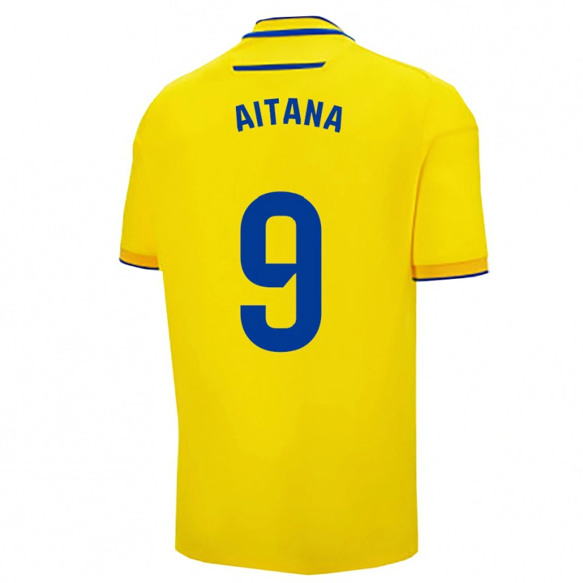 Danxen Barn Aitana Marchante Fernandez #9 Gul Marinblå Hemmatröja Matchtröjor 2025/26 Tröjor T-Tröja